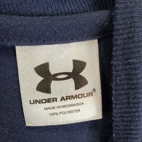 Under Armour Shirt Mens Small Blue Heat Gear Relaxed Fit Classic Short Sleeve - Picture 5 of 8
